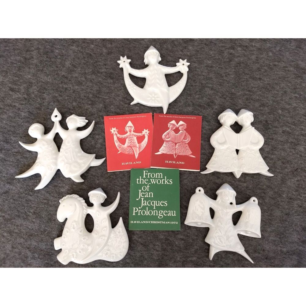 Haviland Limoges Christmas Ornaments Porcelain Prolongeau France 1971-1975 Lot/5